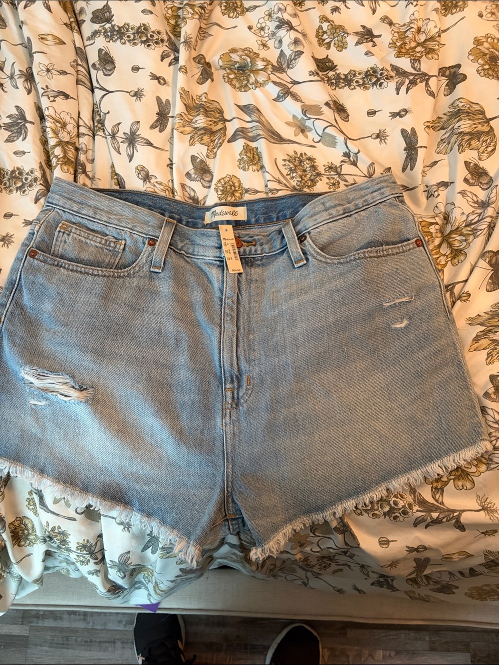 Madewell Light Blue High-Rise Cutoff Denim Shorts